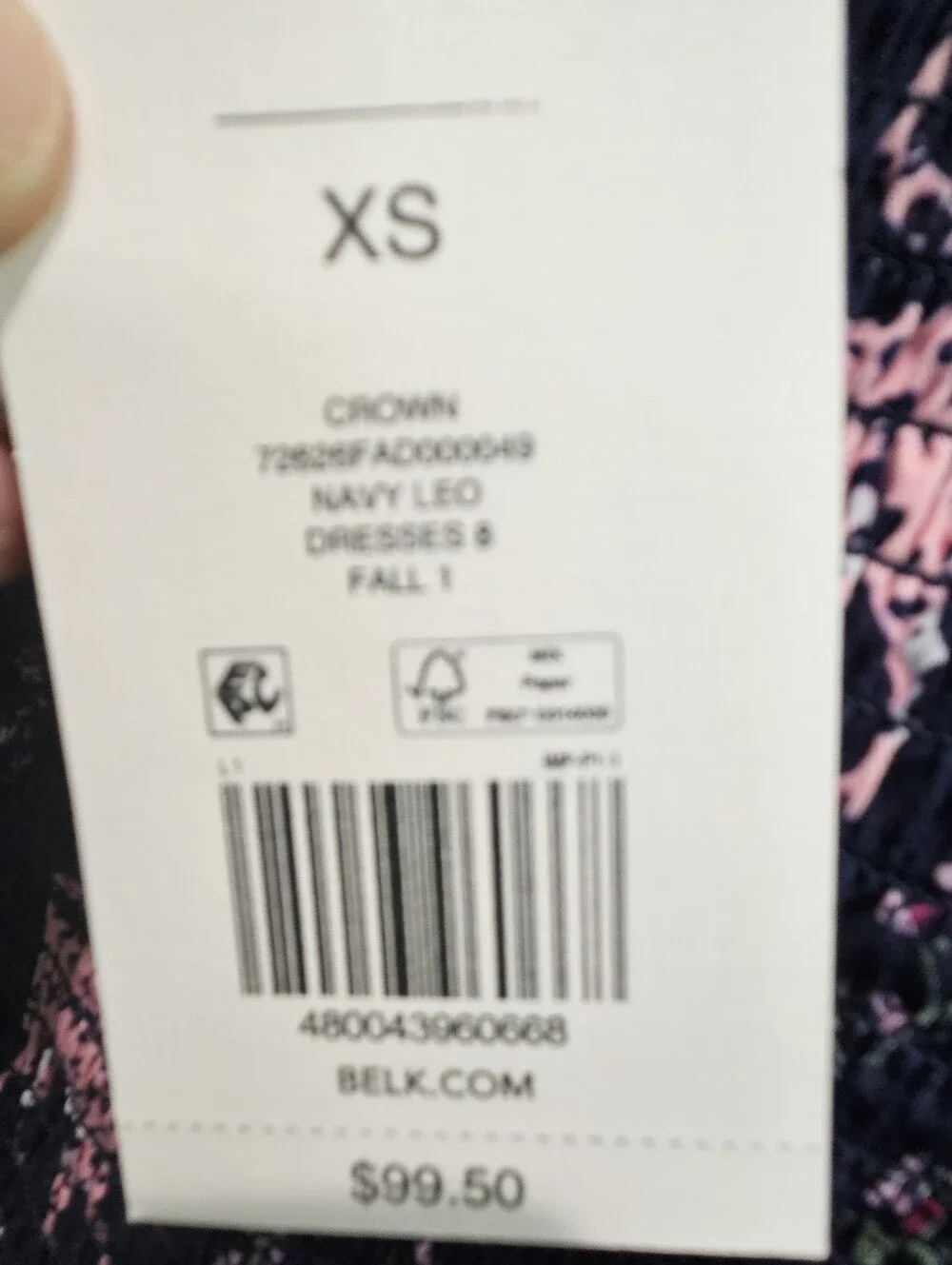 Crown & Ivy Cotton Navy Dress with Pink Leopard Print NEW
